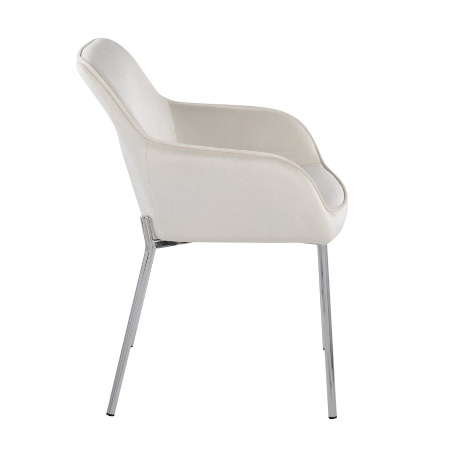 LumiSource Daniella Dining Chair Set of 2 | Chrome Steel & Cream Velvet | Dining Room & Kitchen Seating | 24 x 23 x 32 in | Model DC-DNLA2CHRMVCR2