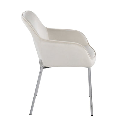 LumiSource Daniella Dining Chair Set of 2 | Chrome Steel & Cream Velvet | Dining Room & Kitchen Seating | 24 x 23 x 32 in | Model DC-DNLA2CHRMVCR2