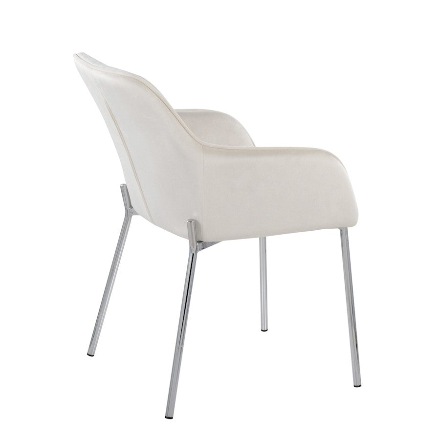LumiSource Daniella Dining Chair Set of 2 | Chrome Steel & Cream Velvet | Dining Room & Kitchen Seating | 24 x 23 x 32 in | Model DC-DNLA2CHRMVCR2