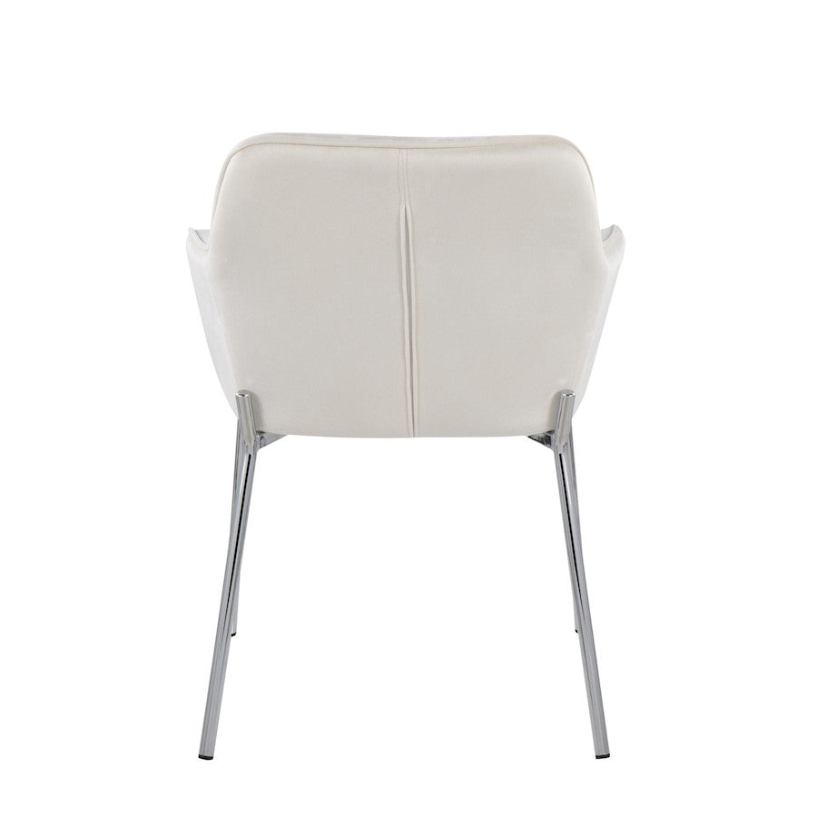 LumiSource Daniella Dining Chair Set of 2 | Chrome Steel & Cream Velvet | Dining Room & Kitchen Seating | 24 x 23 x 32 in | Model DC-DNLA2CHRMVCR2