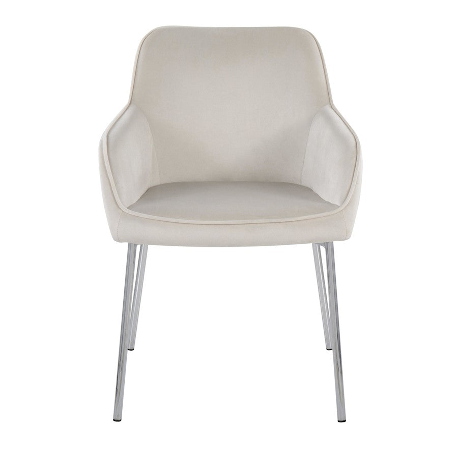 LumiSource Daniella Dining Chair Set of 2 | Chrome Steel & Cream Velvet | Dining Room & Kitchen Seating | 24 x 23 x 32 in | Model DC-DNLA2CHRMVCR2