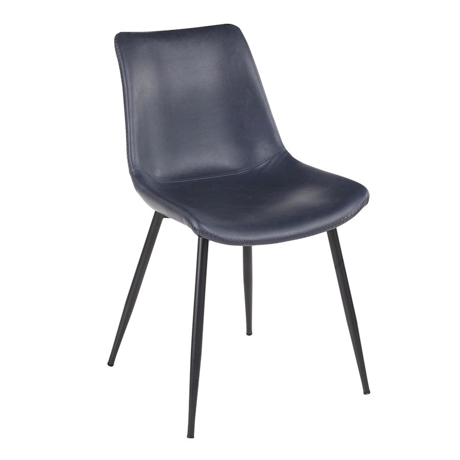 LumiSource Durango Dining Chair Set of 2 | Black Metal & Blue PU Leather | Industrial Dining Room & Kitchen Seating | Model DC-DRNGBK-BU2