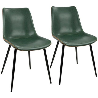 LumiSource Durango Dining Chair Set of 2 | Black Metal & Green PU Leather | Industrial Dining Room & Kitchen Seating | Model DC-DRNGBK-GN2