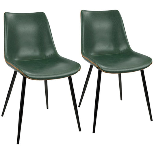 LumiSource Durango Dining Chair Set of 2 | Black Metal & Green PU Leather | Industrial Dining Room & Kitchen Seating | Model DC-DRNGBK-GN2