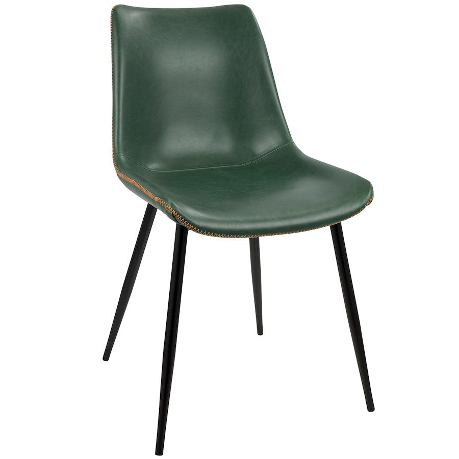 LumiSource Durango Dining Chair Set of 2 | Black Metal & Green PU Leather | Industrial Dining Room & Kitchen Seating | Model DC-DRNGBK-GN2