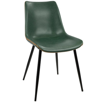 LumiSource Durango Dining Chair Set of 2 | Black Metal & Green PU Leather | Industrial Dining Room & Kitchen Seating | Model DC-DRNGBK-GN2