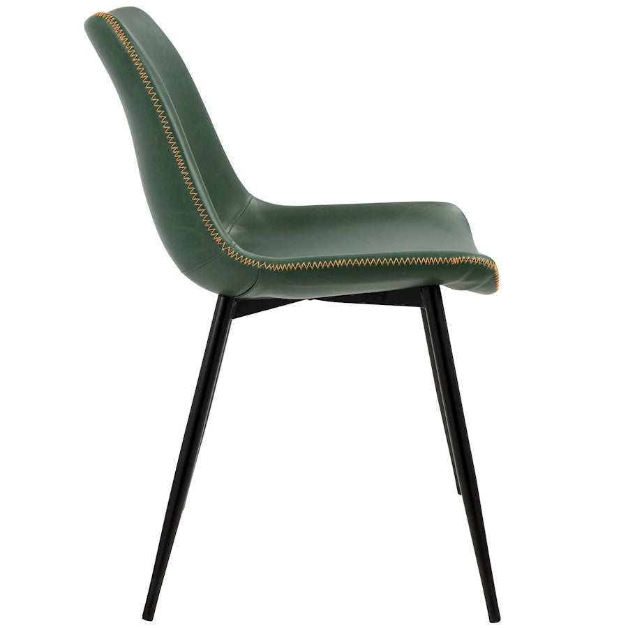 LumiSource Durango Dining Chair Set of 2 | Black Metal & Green PU Leather | Industrial Dining Room & Kitchen Seating | Model DC-DRNGBK-GN2
