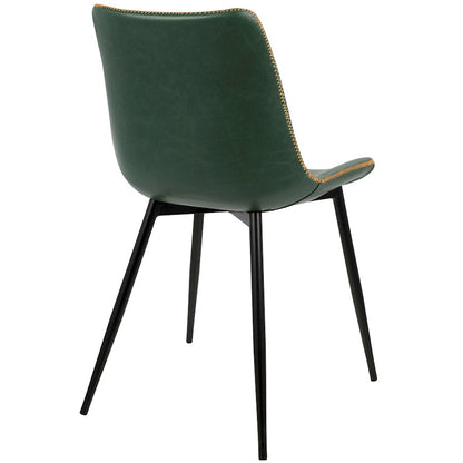 LumiSource Durango Dining Chair Set of 2 | Black Metal & Green PU Leather | Industrial Dining Room & Kitchen Seating | Model DC-DRNGBK-GN2