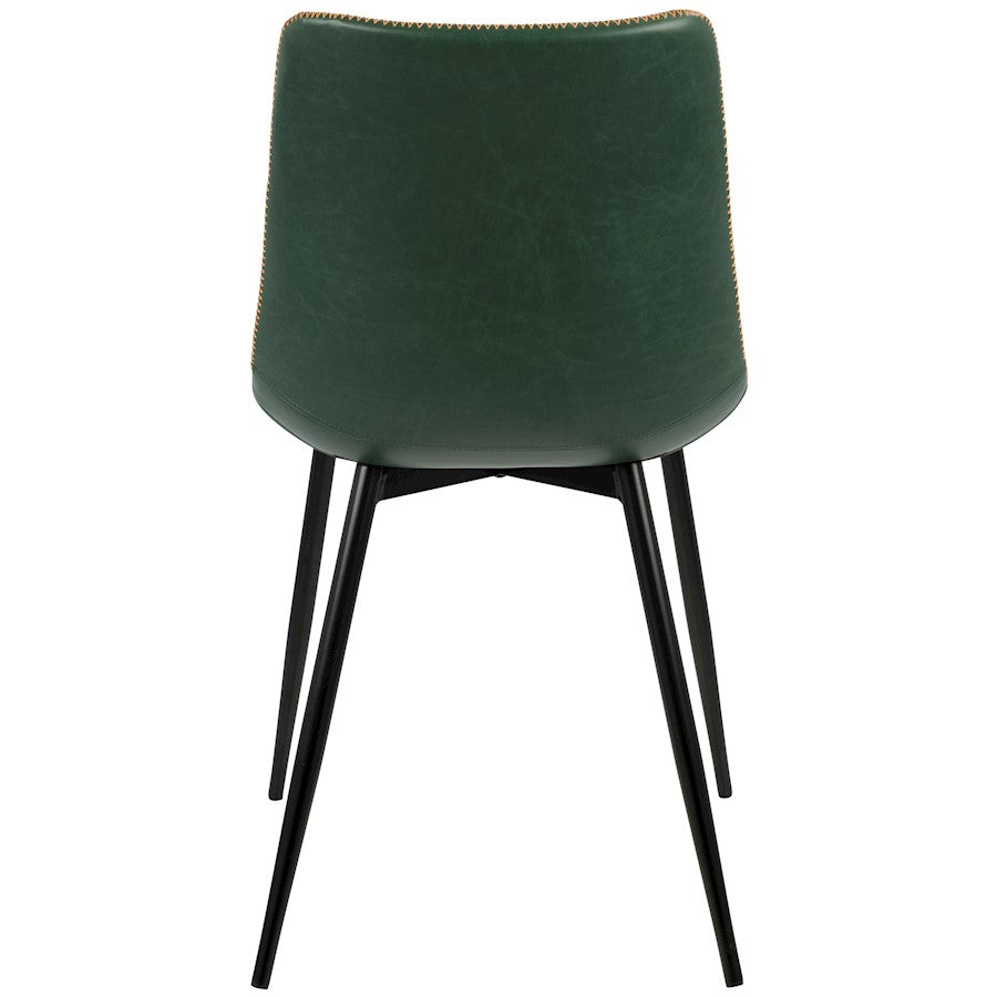 LumiSource Durango Dining Chair Set of 2 | Black Metal & Green PU Leather | Industrial Dining Room & Kitchen Seating | Model DC-DRNGBK-GN2