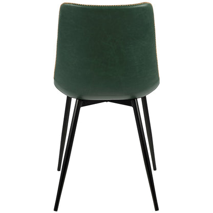 LumiSource Durango Dining Chair Set of 2 | Black Metal & Green PU Leather | Industrial Dining Room & Kitchen Seating | Model DC-DRNGBK-GN2