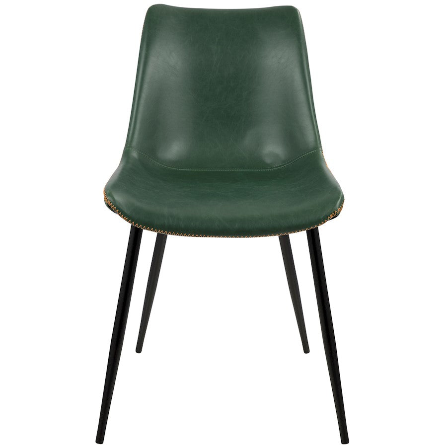 LumiSource Durango Dining Chair Set of 2 | Black Metal & Green PU Leather | Industrial Dining Room & Kitchen Seating | Model DC-DRNGBK-GN2