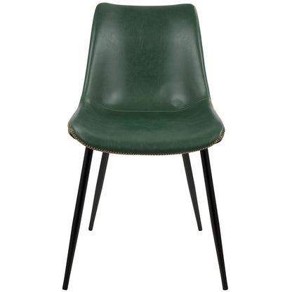 LumiSource Durango Dining Chair Set of 2 | Black Metal & Green PU Leather | Industrial Dining Room & Kitchen Seating | Model DC-DRNGBK-GN2