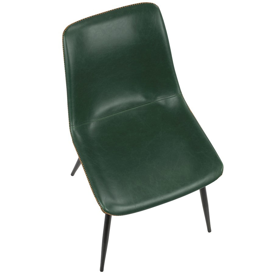 LumiSource Durango Dining Chair Set of 2 | Black Metal & Green PU Leather | Industrial Dining Room & Kitchen Seating | Model DC-DRNGBK-GN2