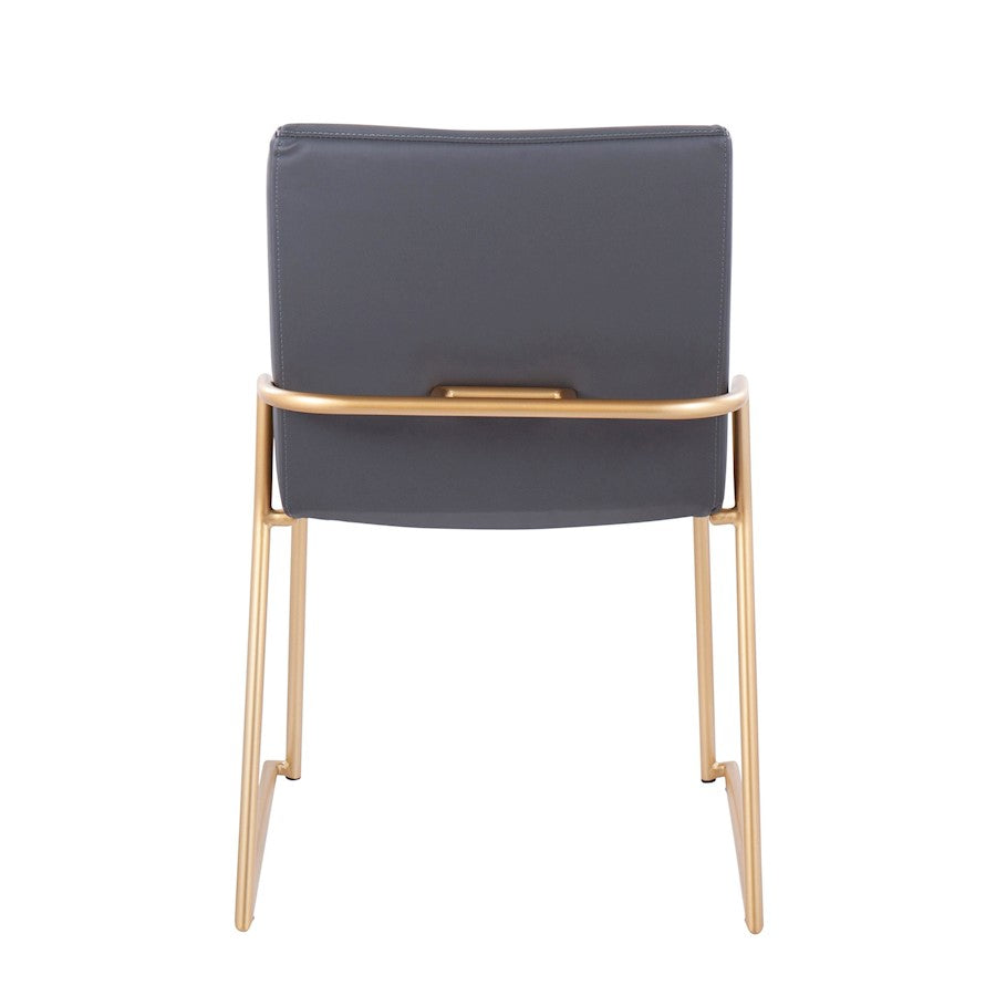 LumiSource Dutchess Dining Chair Set of 2 | Gold Steel & Grey PU Leather | Glam Dining Room & Kitchen Seating | Model DC-DUTCHESSAUGY2