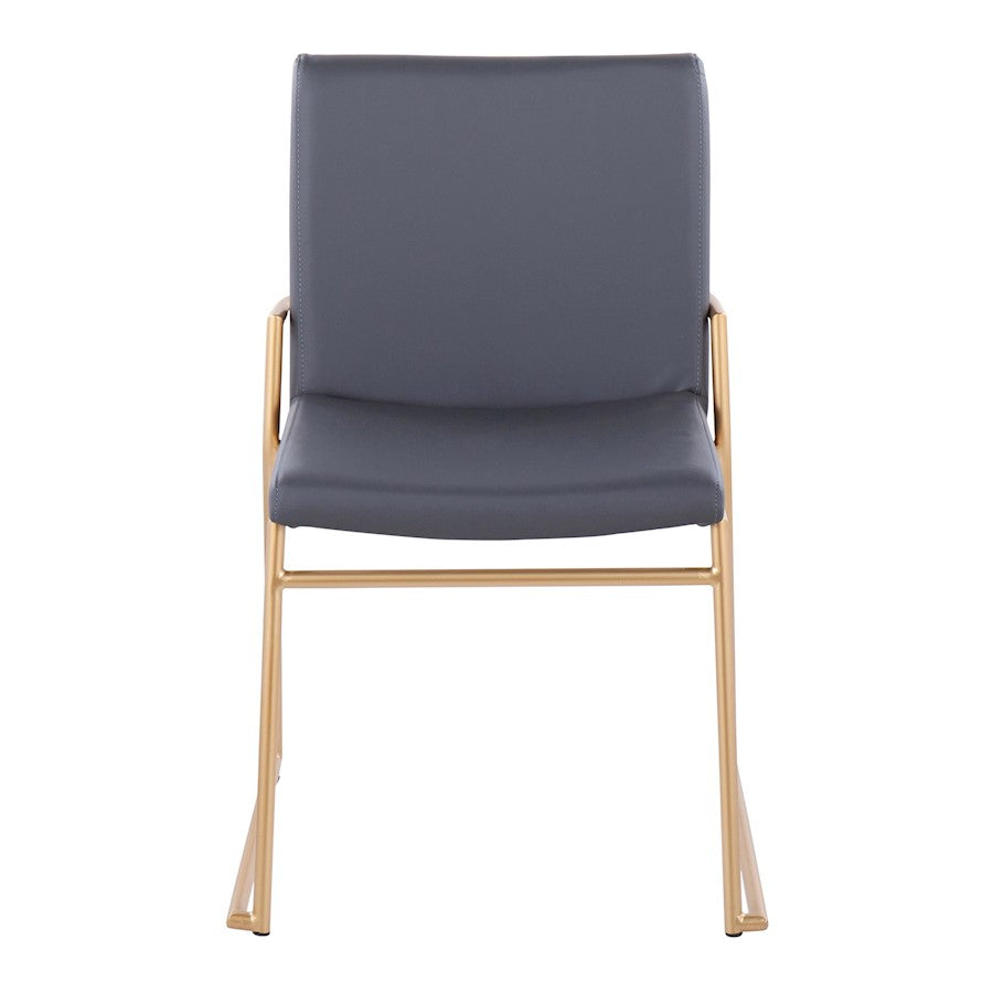LumiSource Dutchess Dining Chair Set of 2 | Gold Steel & Grey PU Leather | Glam Dining Room & Kitchen Seating | Model DC-DUTCHESSAUGY2