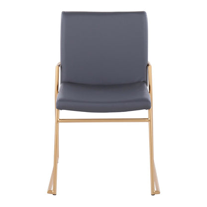 LumiSource Dutchess Dining Chair Set of 2 | Gold Steel & Grey PU Leather | Glam Dining Room & Kitchen Seating | Model DC-DUTCHESSAUGY2