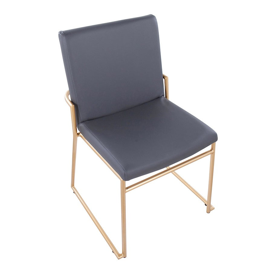 LumiSource Dutchess Dining Chair Set of 2 | Gold Steel & Grey PU Leather | Glam Dining Room & Kitchen Seating | Model DC-DUTCHESSAUGY2