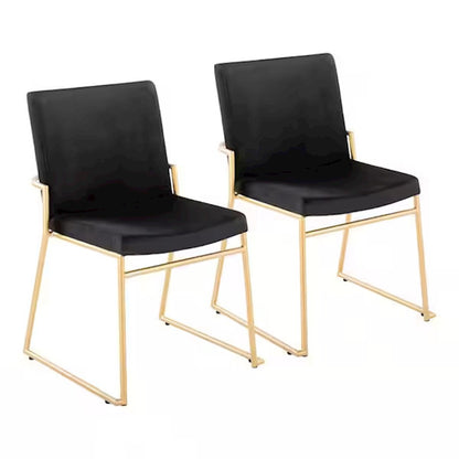 LumiSource Dutchess 22.5in Dining Chair Set of 2 | Glam Black Velvet & Gold Steel | Dining Room & Kitchen Seating | Model DC-DUTCHESSAUVBK2