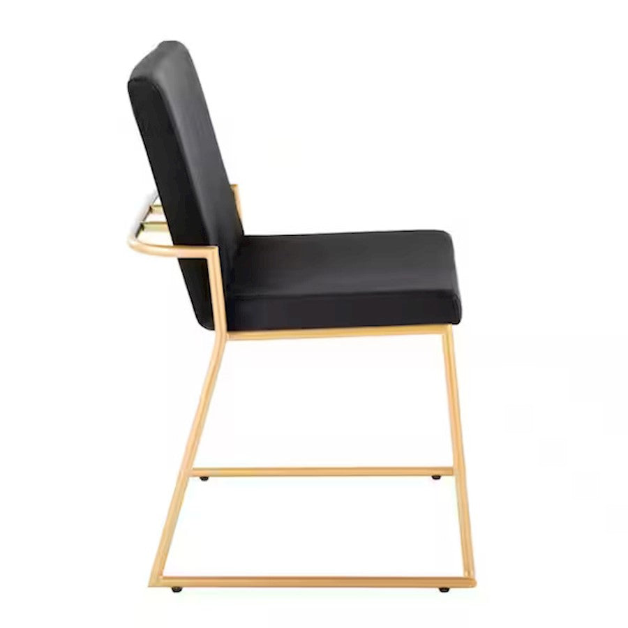 LumiSource Dutchess 22.5in Dining Chair Set of 2 | Glam Black Velvet & Gold Steel | Dining Room & Kitchen Seating | Model DC-DUTCHESSAUVBK2