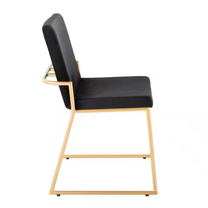 LumiSource Dutchess 22.5in Dining Chair Set of 2 | Glam Black Velvet & Gold Steel | Dining Room & Kitchen Seating | Model DC-DUTCHESSAUVBK2