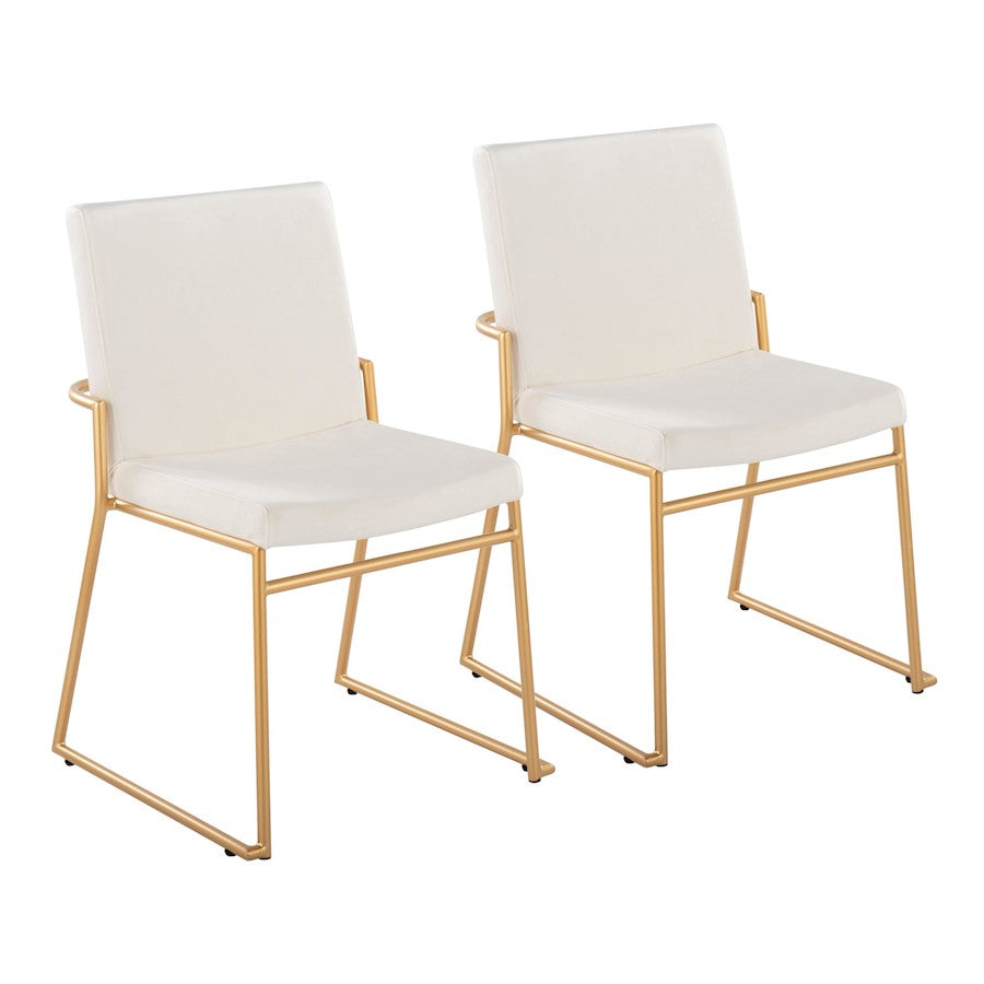 LumiSource Dutchess 22.5in Dining Chair Set of 2 | Glam Cream Velvet & Gold Steel | Dining Room & Kitchen Seating | Model DC-DUTCHESSAUVCR2