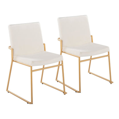 LumiSource Dutchess 22.5in Dining Chair Set of 2 | Glam Cream Velvet & Gold Steel | Dining Room & Kitchen Seating | Model DC-DUTCHESSAUVCR2