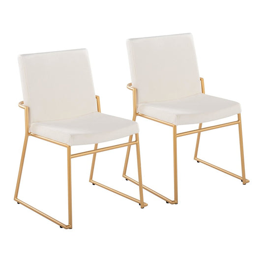 LumiSource Dutchess 22.5in Dining Chair Set of 2 | Glam Cream Velvet & Gold Steel | Dining Room & Kitchen Seating | Model DC-DUTCHESSAUVCR2