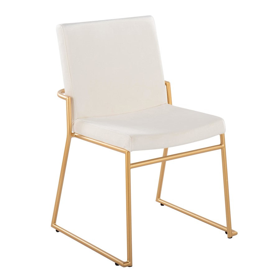 LumiSource Dutchess 22.5in Dining Chair Set of 2 | Glam Cream Velvet & Gold Steel | Dining Room & Kitchen Seating | Model DC-DUTCHESSAUVCR2