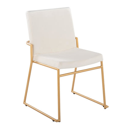 LumiSource Dutchess 22.5in Dining Chair Set of 2 | Glam Cream Velvet & Gold Steel | Dining Room & Kitchen Seating | Model DC-DUTCHESSAUVCR2