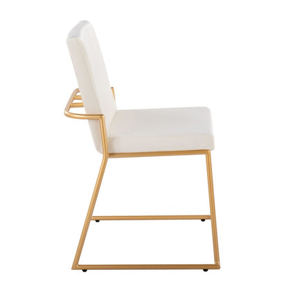 LumiSource Dutchess 22.5in Dining Chair Set of 2 | Glam Cream Velvet & Gold Steel | Dining Room & Kitchen Seating | Model DC-DUTCHESSAUVCR2