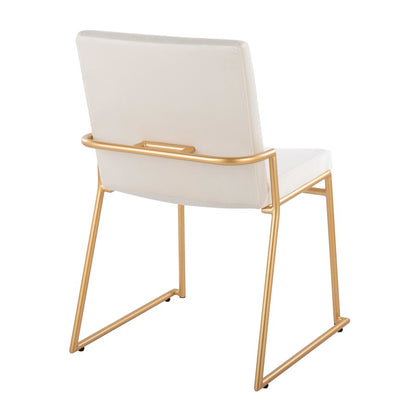 LumiSource Dutchess 22.5in Dining Chair Set of 2 | Glam Cream Velvet & Gold Steel | Dining Room & Kitchen Seating | Model DC-DUTCHESSAUVCR2