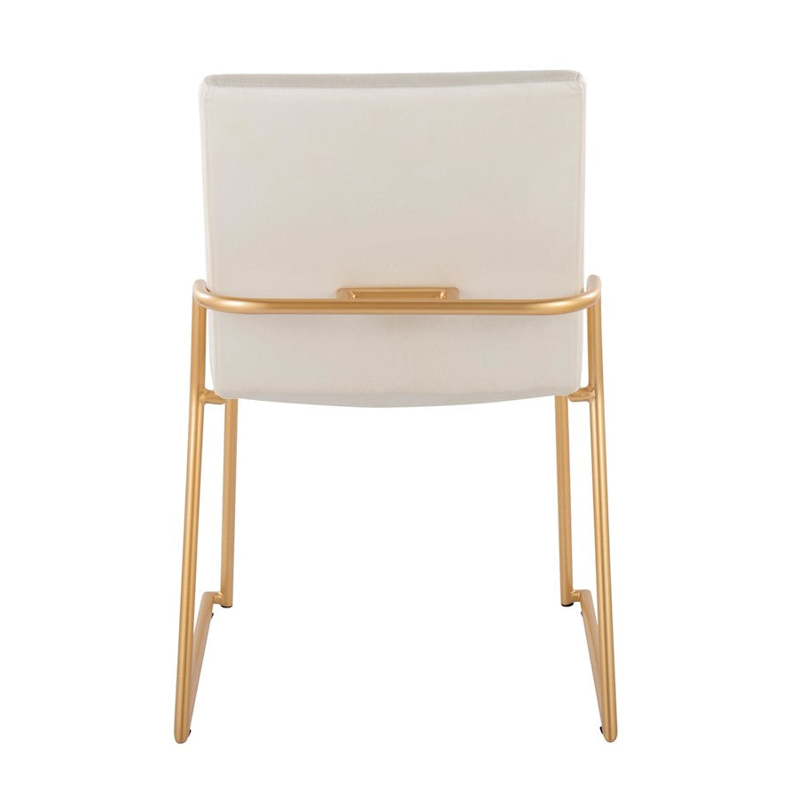 LumiSource Dutchess 22.5in Dining Chair Set of 2 | Glam Cream Velvet & Gold Steel | Dining Room & Kitchen Seating | Model DC-DUTCHESSAUVCR2