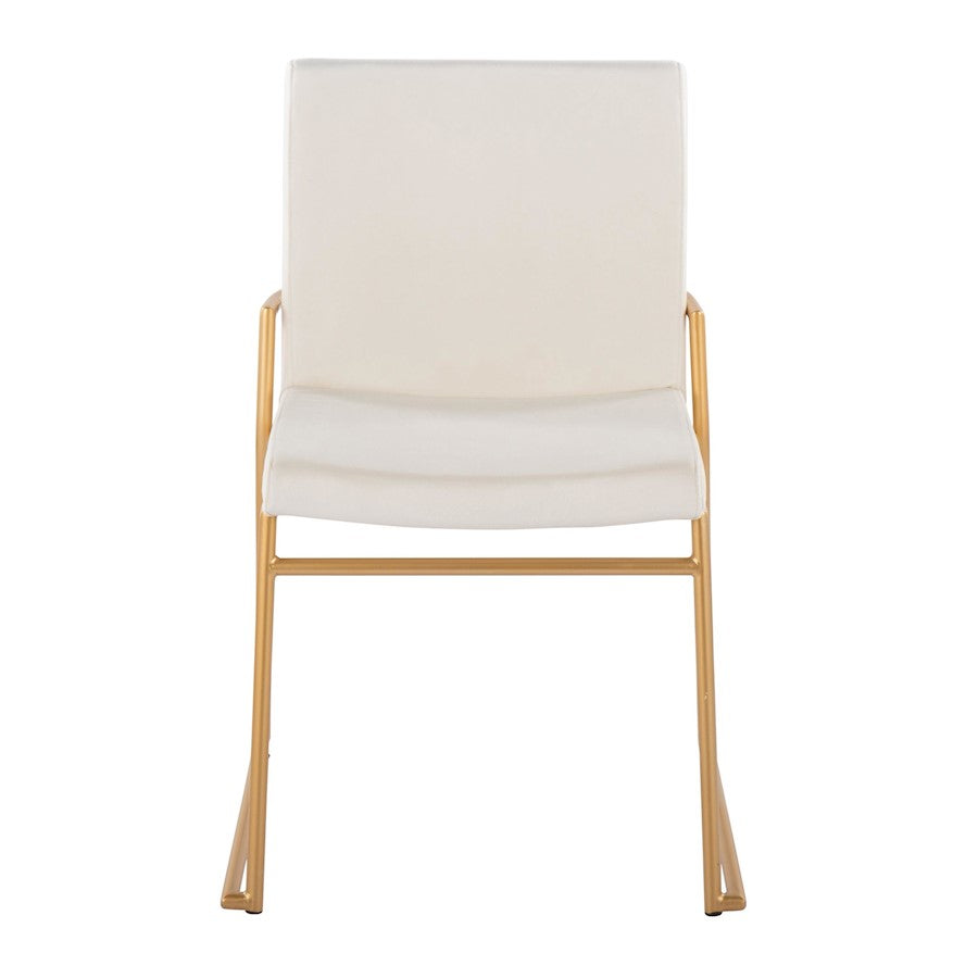 LumiSource Dutchess 22.5in Dining Chair Set of 2 | Glam Cream Velvet & Gold Steel | Dining Room & Kitchen Seating | Model DC-DUTCHESSAUVCR2