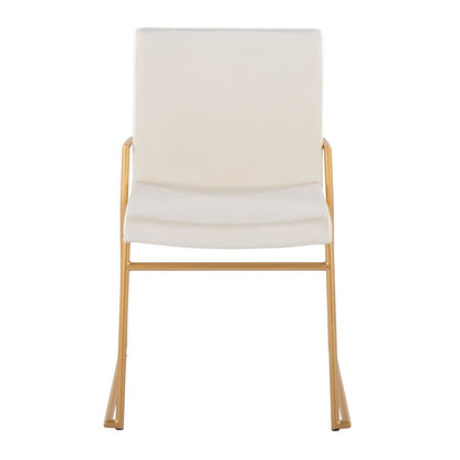 LumiSource Dutchess 22.5in Dining Chair Set of 2 | Glam Cream Velvet & Gold Steel | Dining Room & Kitchen Seating | Model DC-DUTCHESSAUVCR2