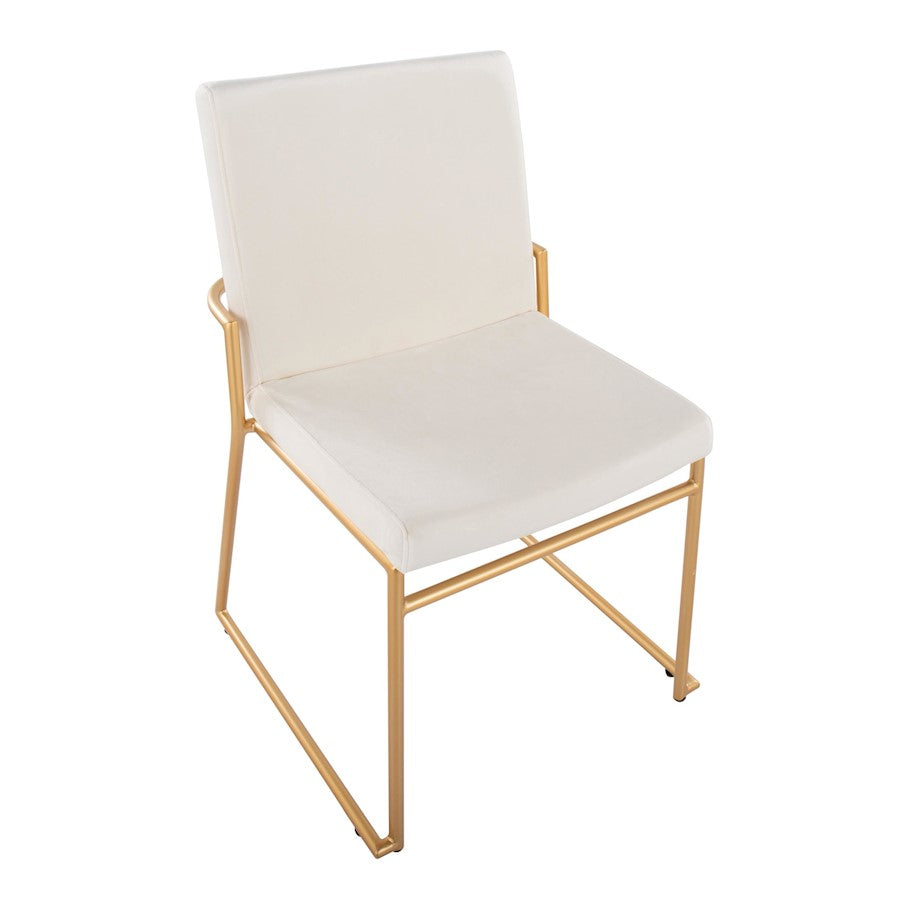 LumiSource Dutchess 22.5in Dining Chair Set of 2 | Glam Cream Velvet & Gold Steel | Dining Room & Kitchen Seating | Model DC-DUTCHESSAUVCR2