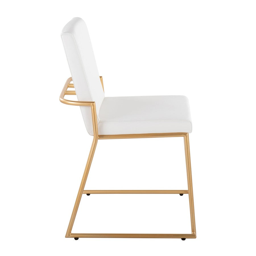 LumiSource Dutchess 22.5in Dining Chair Set of 2 | Glam White PU & Gold Steel | Dining Room & Kitchen Seating | Model DC-DUTCHESSAUW2