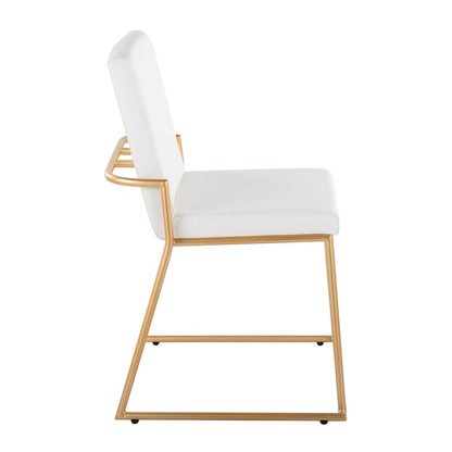 LumiSource Dutchess 22.5in Dining Chair Set of 2 | Glam White PU & Gold Steel | Dining Room & Kitchen Seating | Model DC-DUTCHESSAUW2