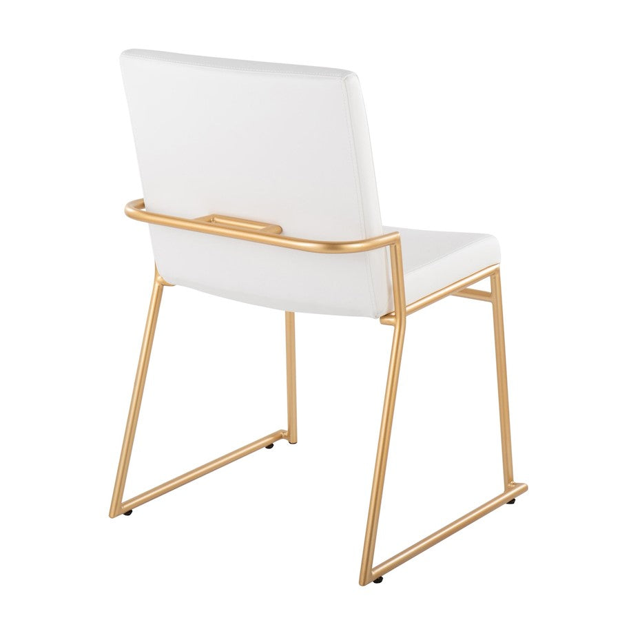 LumiSource Dutchess 22.5in Dining Chair Set of 2 | Glam White PU & Gold Steel | Dining Room & Kitchen Seating | Model DC-DUTCHESSAUW2