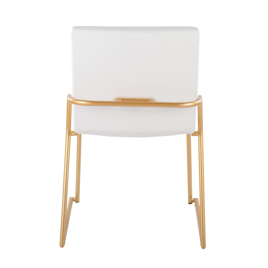 LumiSource Dutchess 22.5in Dining Chair Set of 2 | Glam White PU & Gold Steel | Dining Room & Kitchen Seating | Model DC-DUTCHESSAUW2