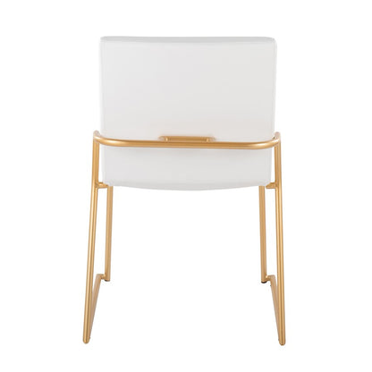 LumiSource Dutchess 22.5in Dining Chair Set of 2 | Glam White PU & Gold Steel | Dining Room & Kitchen Seating | Model DC-DUTCHESSAUW2