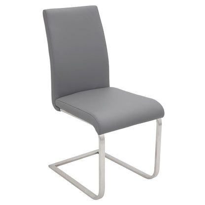 LumiSource Foster 23.25in Dining Chair Set of 2 | Modern Grey PU Leather & Stainless Steel | Dining Room & Kitchen Seating | Model DC-FSTRGY2