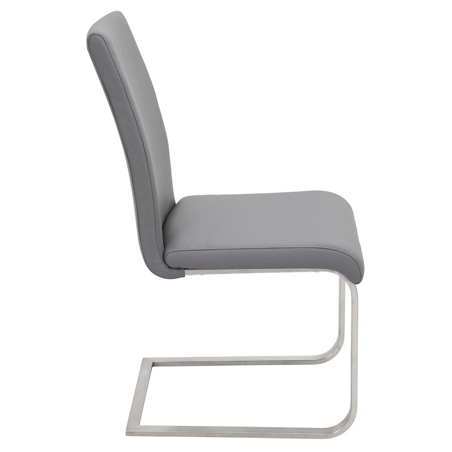 LumiSource Foster 23.25in Dining Chair Set of 2 | Modern Grey PU Leather & Stainless Steel | Dining Room & Kitchen Seating | Model DC-FSTRGY2