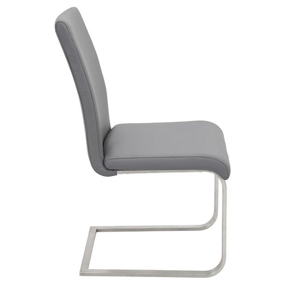 LumiSource Foster 23.25in Dining Chair Set of 2 | Modern Grey PU Leather & Stainless Steel | Dining Room & Kitchen Seating | Model DC-FSTRGY2