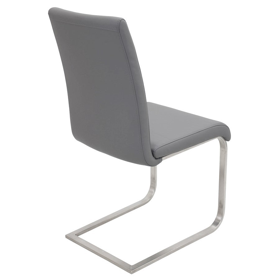 LumiSource Foster 23.25in Dining Chair Set of 2 | Modern Grey PU Leather & Stainless Steel | Dining Room & Kitchen Seating | Model DC-FSTRGY2