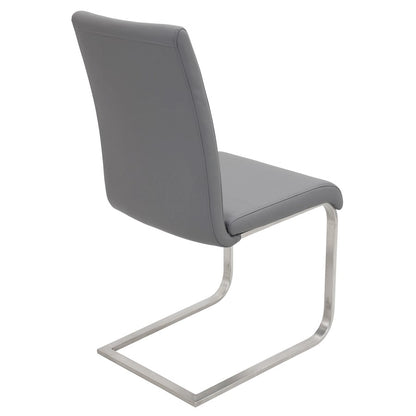 LumiSource Foster 23.25in Dining Chair Set of 2 | Modern Grey PU Leather & Stainless Steel | Dining Room & Kitchen Seating | Model DC-FSTRGY2
