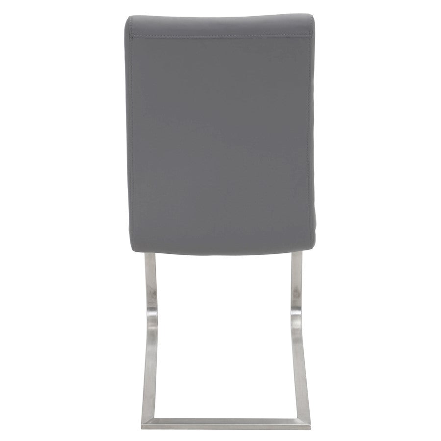 LumiSource Foster 23.25in Dining Chair Set of 2 | Modern Grey PU Leather & Stainless Steel | Dining Room & Kitchen Seating | Model DC-FSTRGY2