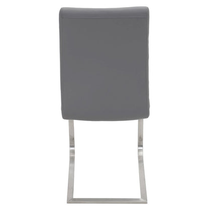 LumiSource Foster 23.25in Dining Chair Set of 2 | Modern Grey PU Leather & Stainless Steel | Dining Room & Kitchen Seating | Model DC-FSTRGY2