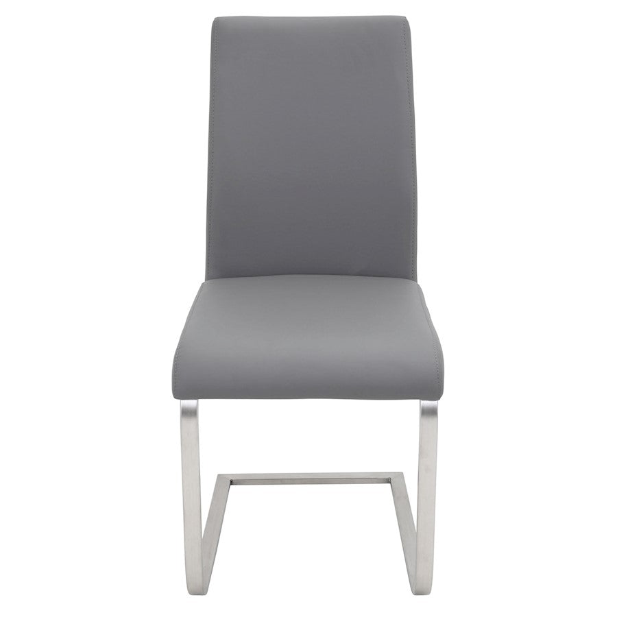 LumiSource Foster 23.25in Dining Chair Set of 2 | Modern Grey PU Leather & Stainless Steel | Dining Room & Kitchen Seating | Model DC-FSTRGY2
