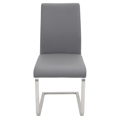 LumiSource Foster 23.25in Dining Chair Set of 2 | Modern Grey PU Leather & Stainless Steel | Dining Room & Kitchen Seating | Model DC-FSTRGY2