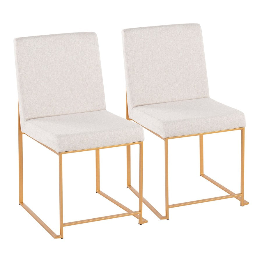 LumiSource Fuji High Back Dining Chair Set of 2 | Gold Steel and Beige Fabric | Dining Room & Office Seating | Model DC-HBFUJIAUBG2